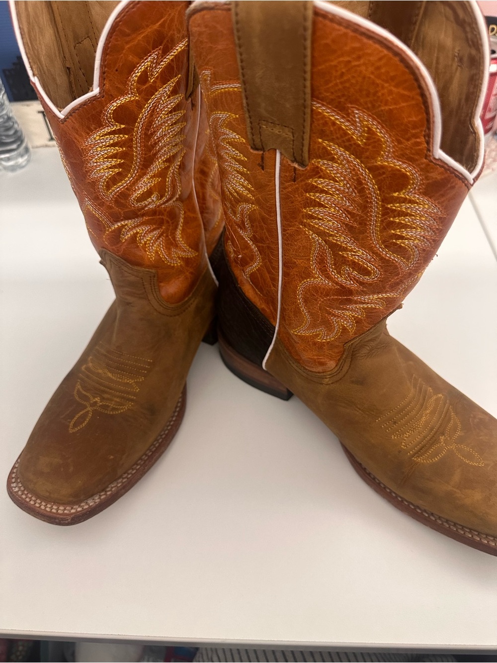 Ariat Two-Tone Brown & Orange Western Cowboy Boot - Picture 3 of 6